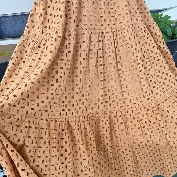 Elegant Tan Eyelet Dress - Picture 6 of 7